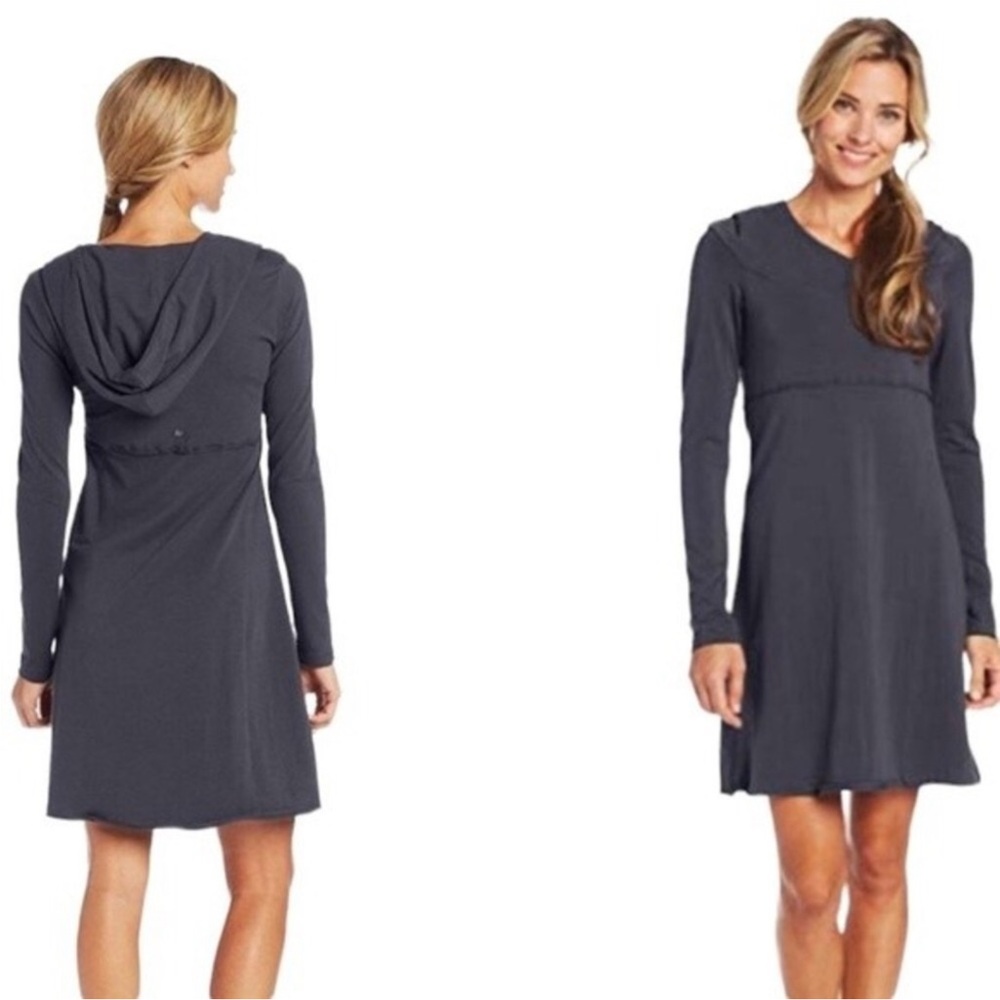 Prana Charcoal Hooded Long-Sleeve A-Line Dress
